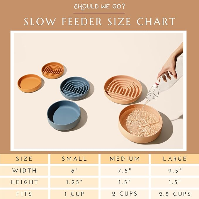 The Slowdown Bowl Silicone Slow Feeder for Dogs & Puppies, Slow Eating, Modern Lick Mat Design, Reduces Gulping, Fits 2.5 Cups 9.5” Across x 1.5” Tall, Mealtime Challenge, Large-Spruce