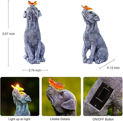 Goodeco Dog Statue with Butterfly - Ideal Gifts for Dad, Mom or Birthdays, Beautifully Crafted Outdoor Decorations to Wow Your Guests