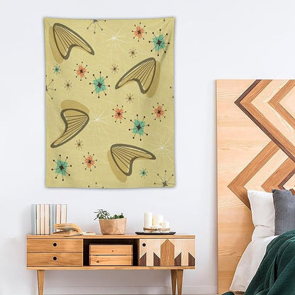 ICMOLYYENLO Boho Medieval Cat Tapestry, Abstract Atomic Starburst Geometric Aesthetic Art Wall Hanging For Bedroom Living Room Dormitory 50x60 Inches