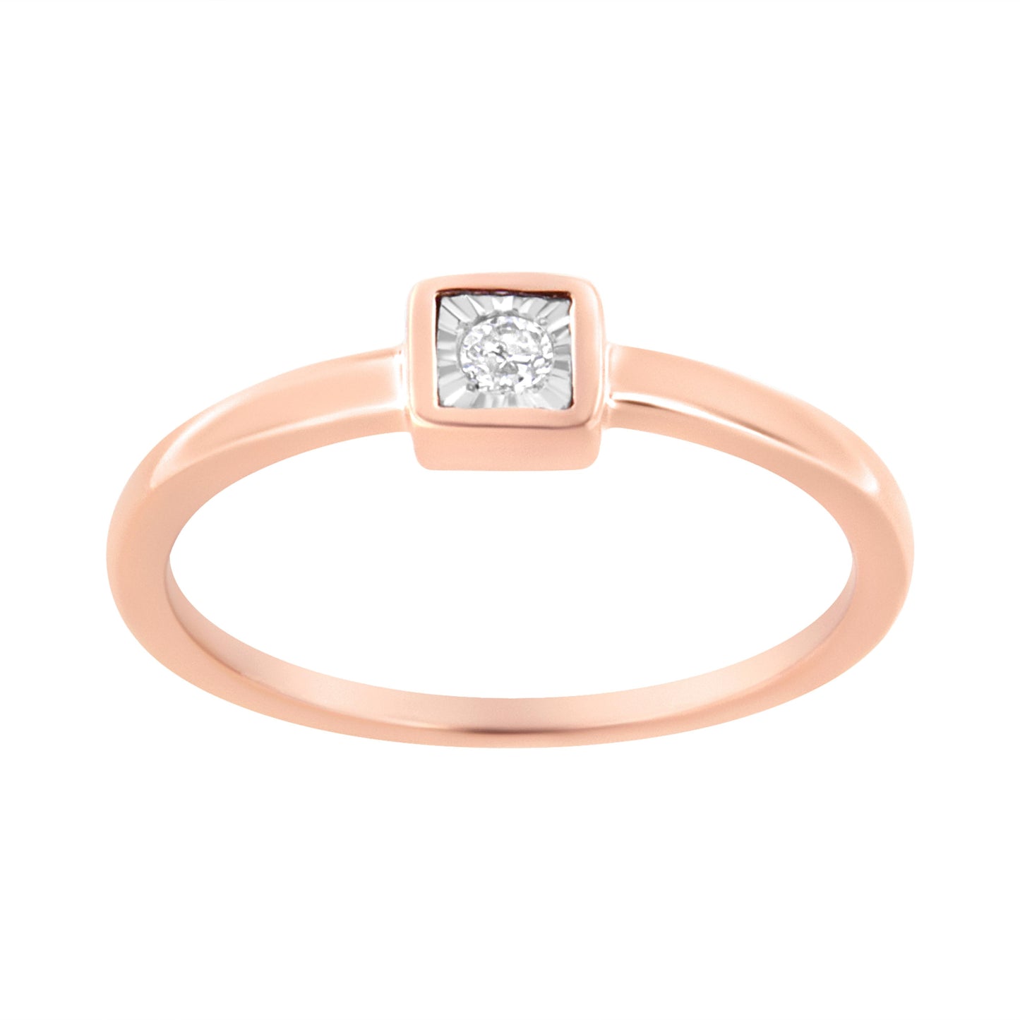 14K Rose Gold Plated .925 Sterling Silver 1/20 cttw Miracle Set Diamond Promise Ring (J-K Color, I1-I2 Clarity) - Size 6