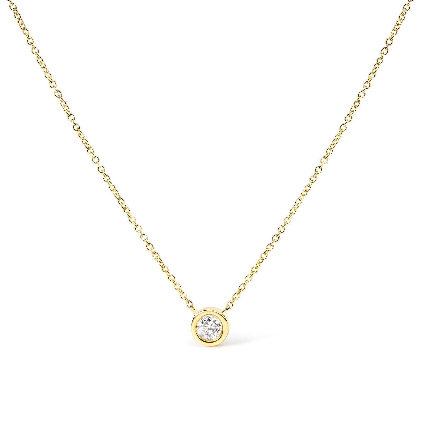 2 Micron 14K Rose Gold Plated Sterling Silver Bezel-Set Diamond Solitaire Pendant Necklace (1/3 cttw, H-I Color, I1-I2 Clarity)