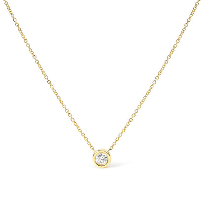 2 Micron 14K Rose Gold Plated Sterling Silver Bezel-Set Diamond Solitaire Pendant Necklace (1/3 cttw, H-I Color, I1-I2 Clarity)