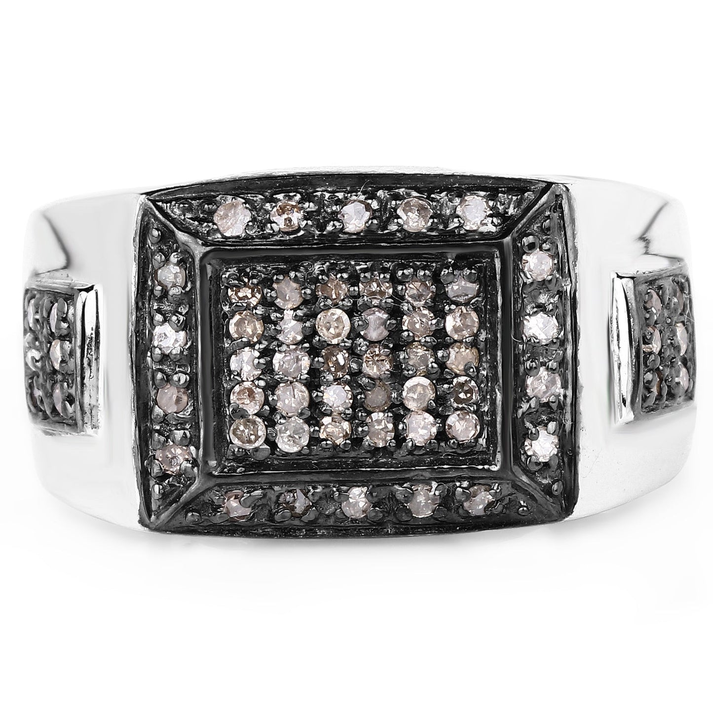 0.52 Carat Genuine Champagne Diamond .925 Sterling Silver Ring