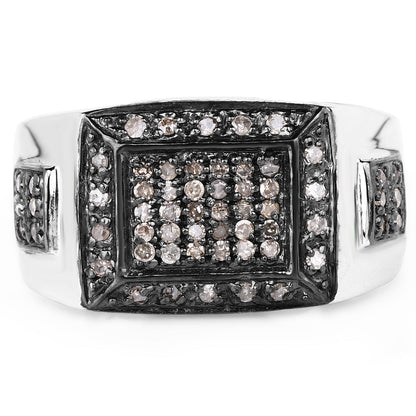 0.52 Carat Genuine Champagne Diamond .925 Sterling Silver Ring