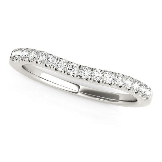 Alliance incurvée ronde pavée en or blanc 14 carats (0,25 carat total)