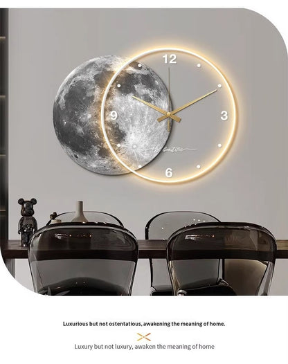 Moon Living Room Wall Clock Clock Mural Light