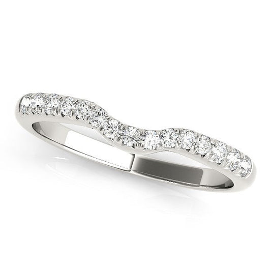 Alliance de mariage en or blanc 14 carats sertie de diamants courbés (1/5 carat au total)
