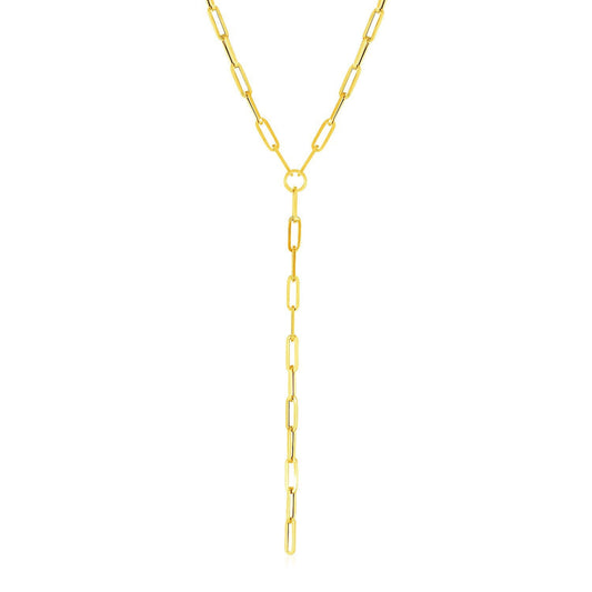 Collier Lariat Chaîne Trombone en Or Jaune 14 carats