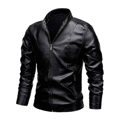 Amazon Men's 2026 Autumn New Foreign Trade Collar Men's Motorcycle Leather Washed Pu Leather Jacket Coat Top