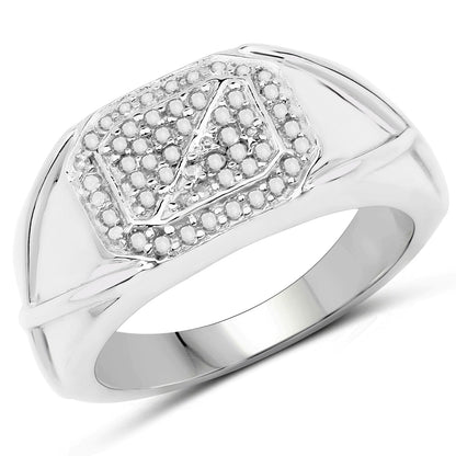 14K White Gold Plated 0.24 Carat Genuine White Diamond .925 Sterling Silver Ring