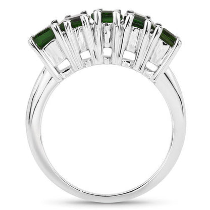 3.25 Carat Genuine Chrome Diopside .925 Sterling Silver Ring