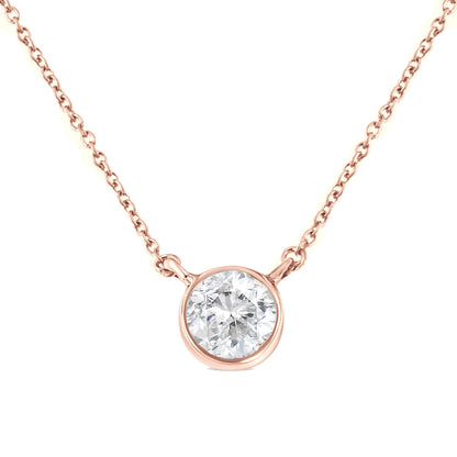 .925 Sterling Silver 1/2 Cttw Diamond Bezel 18" Pendant Necklace (I-J Color, I2-I3 Clarity)