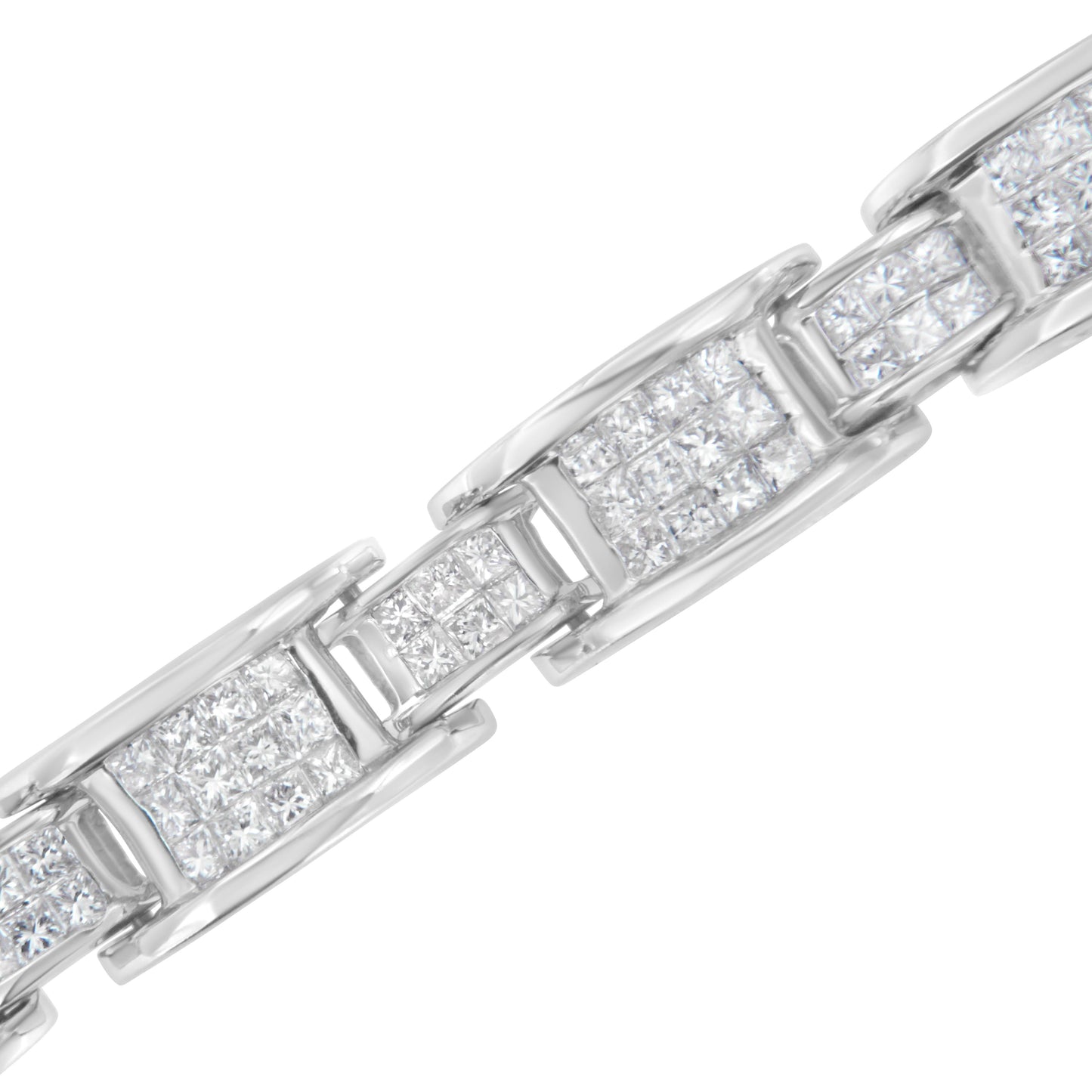 14K White Gold 5.0 Cttw Princess Cut Diamond Invisible Set Alternating Size D Shaped Links Tennis Bracelet (H-I Color, SI2-I1 Clarity) - 7â€