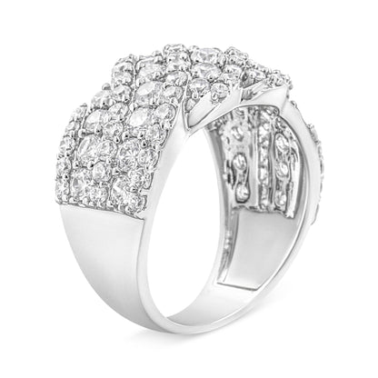 10K White Gold 3.00 Cttw Diamond Multi Row Cluster Band Ring (I-J Color, I3 Clarity) - Size 7