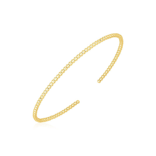 Bracelet jonc en or jaune 14 carats, perles polies (2 mm)