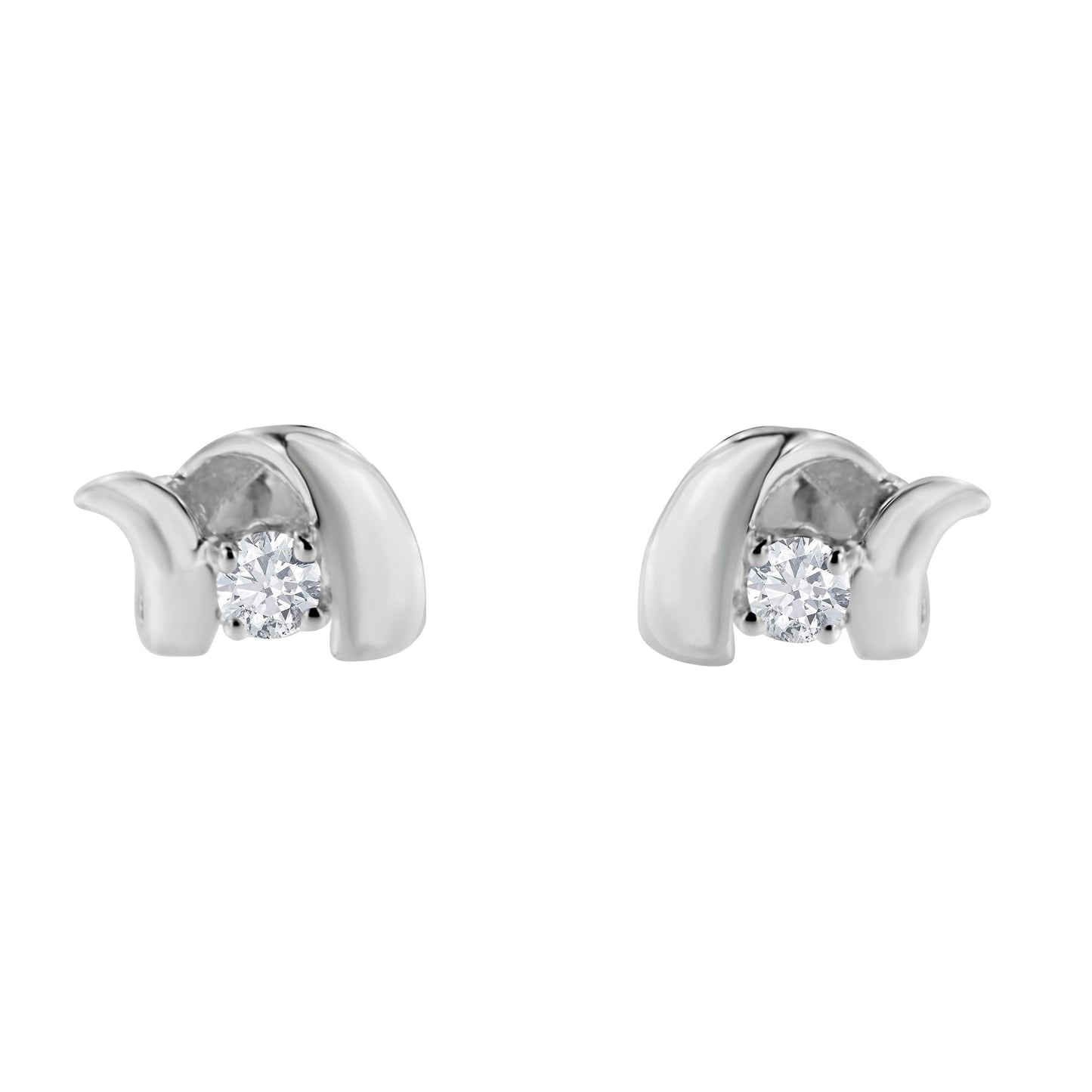 .925 Sterling Silver Round Cut Diamond Fashion Stud Earrings (0.10 cttw, I-J Color, I2-I3 Clarity)