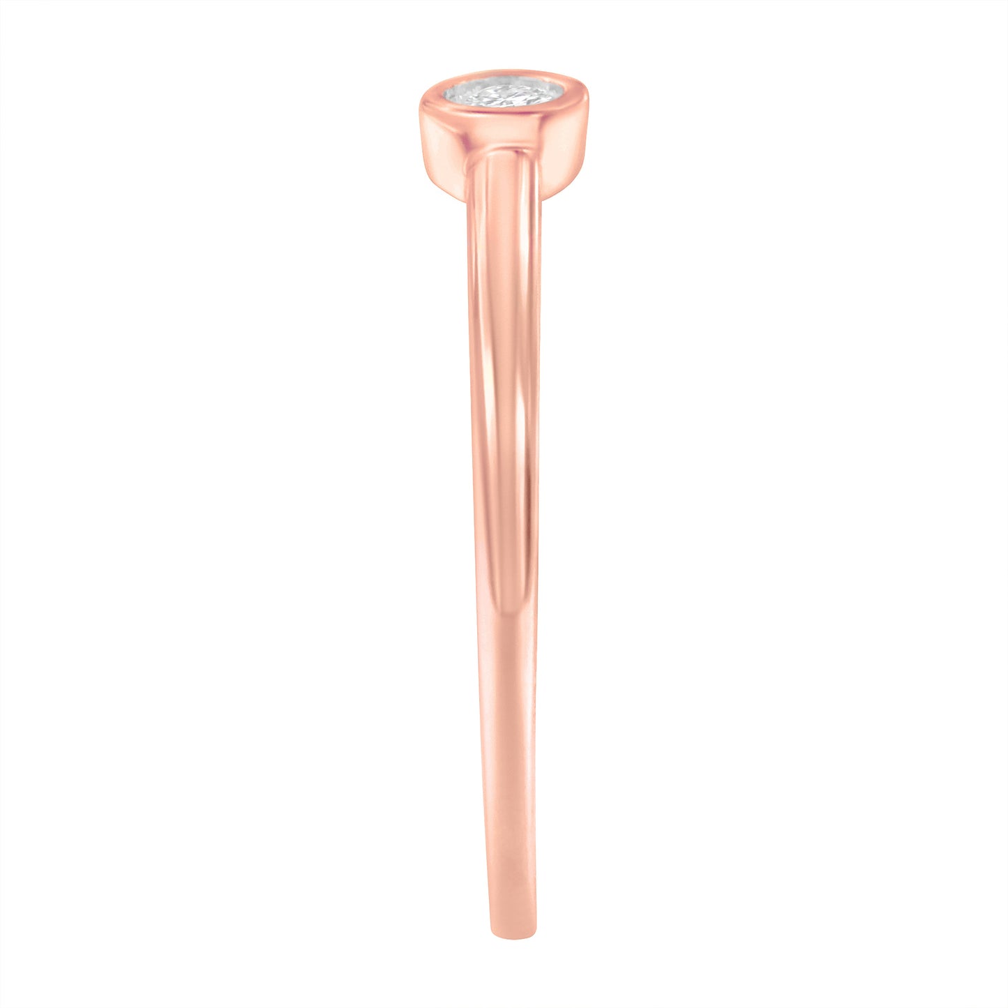 14K Rose Gold Plated .925 Sterling Silver Miracle Set Diamond Ring (1/20 Cttw, J-K Color, I1-I2 Clarity) - Size 6