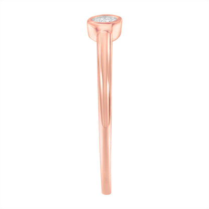 14K Rose Gold Plated .925 Sterling Silver Miracle Set Diamond Ring (1/20 Cttw, J-K Color, I1-I2 Clarity) - Size 6