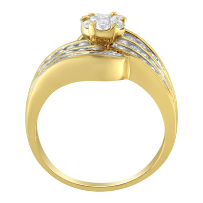 14K Yellow Gold Diamond Cocktail Bypass Ring (1 1/2 Cttw, H-I Color, SI2-I1 Clarity) - Size 7