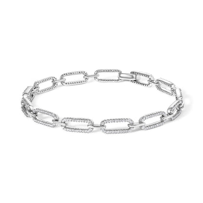 14K White Gold 1.00 Cttw Paperclip Link Bracelet