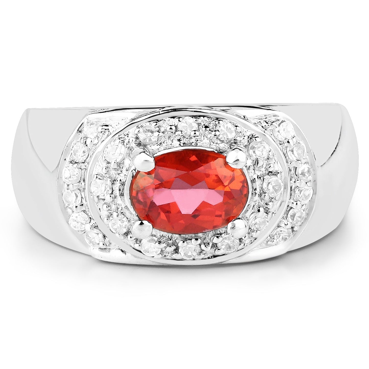 1.37 Carat Genuine Pink Topaz and White Cubic Zirconia .925 Sterling Silver Ring