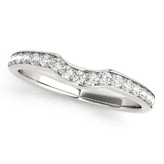 Bague de mariage en or blanc 14 carats incurvée avec diamants (1/4 carat poids total)
