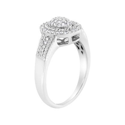 .925 Sterling Silver 1/3 Cttw Pave Set Round-Cut Diamond Braided Halo Cocktail Ring (I-J Color, I2-I3 Clarity) - Size 7