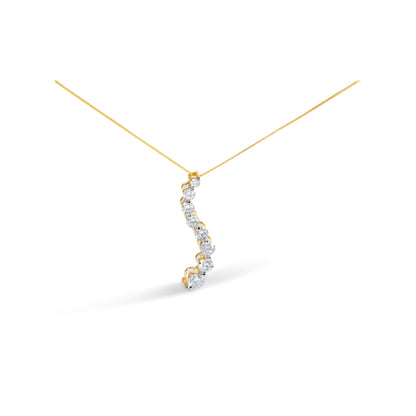 AGS Certified 14k White Gold 3.0 Cttw Baguette and Brilliant Round-Cut Diamond Journey 18" Pendant Necklace (F-G Color, I1-I2 Clarity)