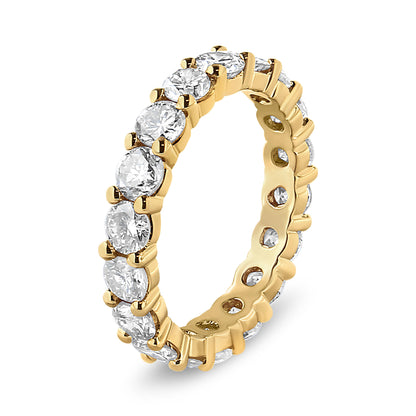 14K Yellow Gold 3.00 Cttw Shared Prong Set Round Cut Diamond Eternity Band (J-K Color, VS1-VS2 Clarity) - Ring Size 7