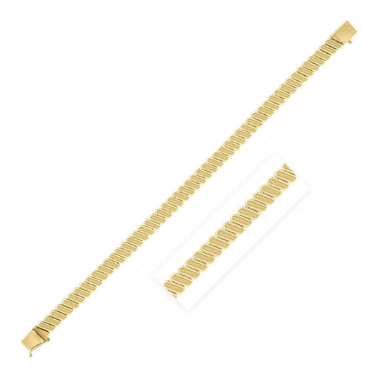 Bracelet maillons nervurés en or jaune 14 carats (7,00 mm)