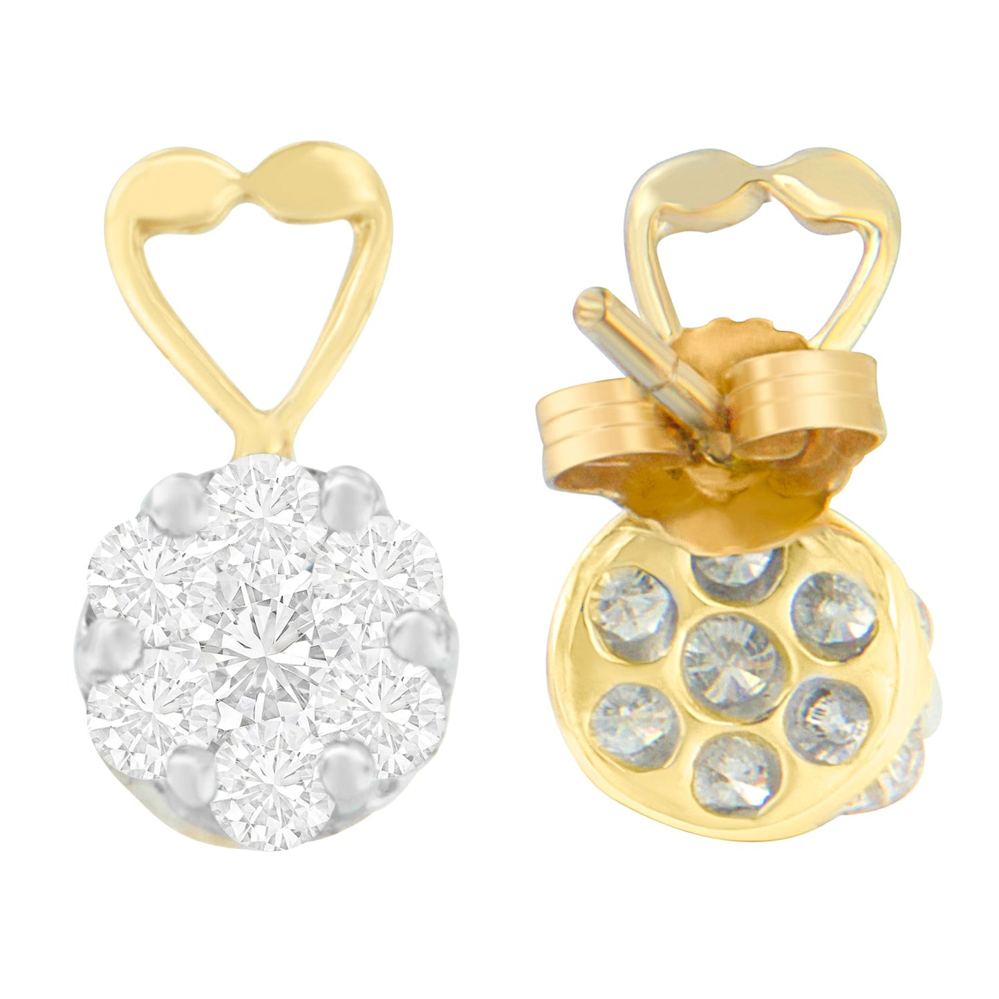 14K Yellow Gold 1ct. TDW Round-cut Diamond Earrings (I-J,SI2-I1)