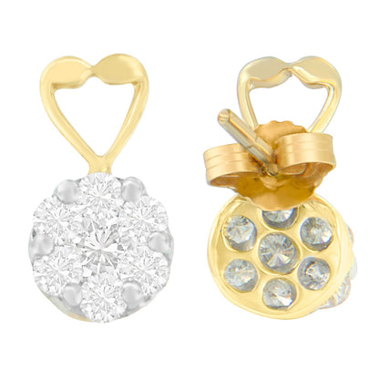 14K Yellow Gold 1ct. TDW Round-cut Diamond Earrings (I-J,SI2-I1)