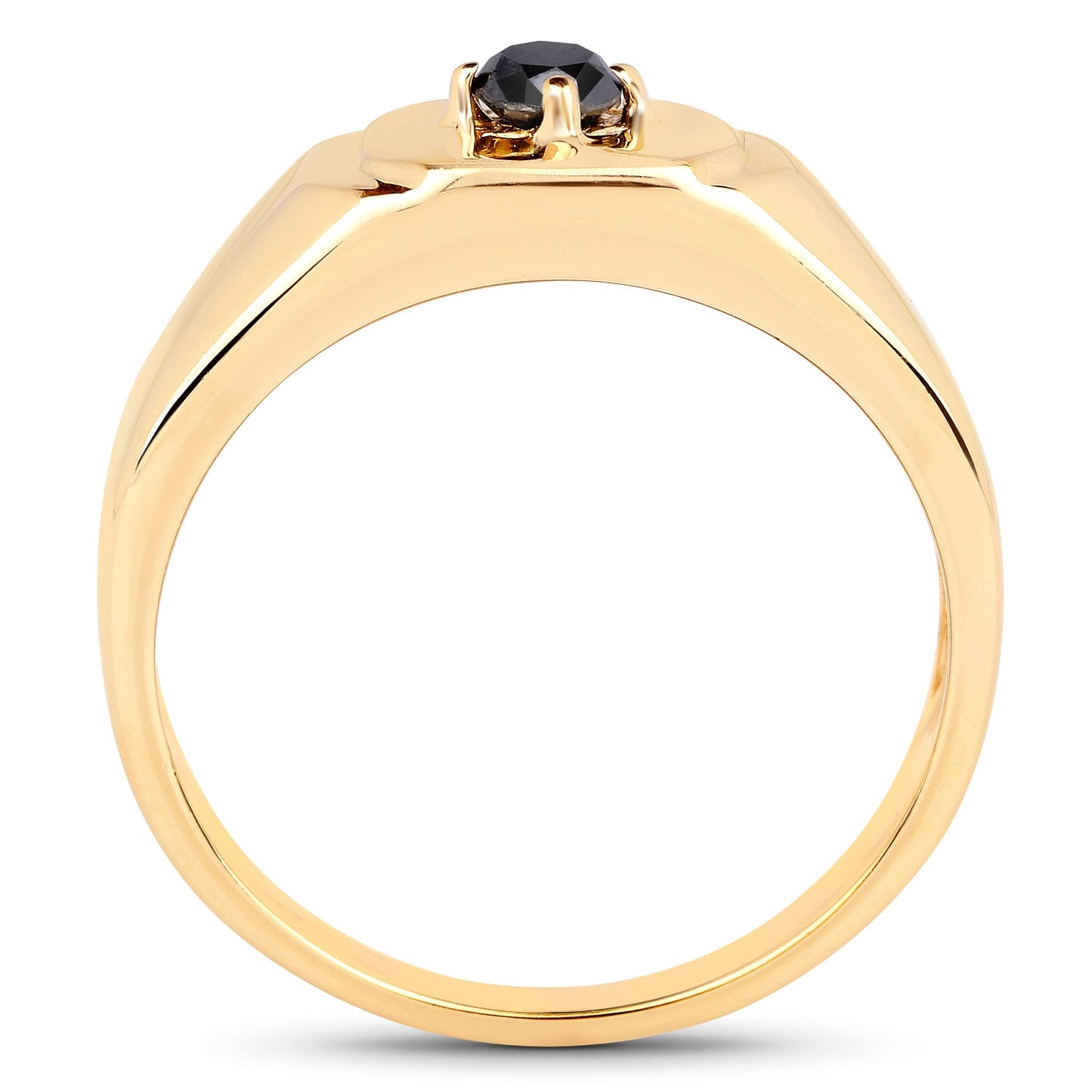 14K Yellow Gold Plated 0.20 Carat Genuine Black Diamond .925 Sterling Silver Ring