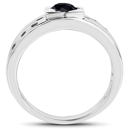 0.56 Carat Genuine Black Diamond .925 Sterling Silver Ring
