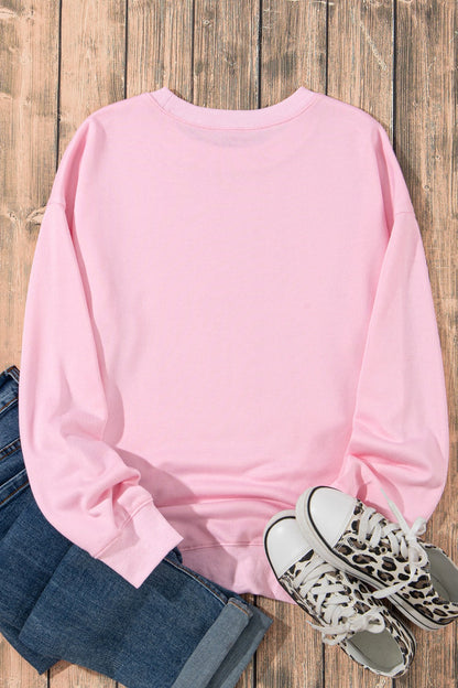Bow Graphic Round Neck Long Sleeve Sweatshirt