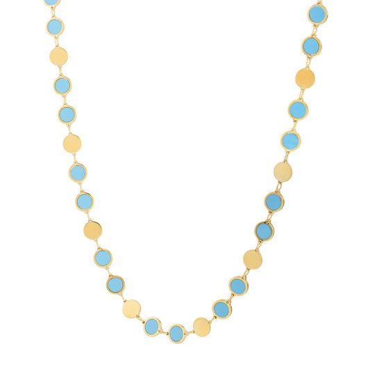 Collier chaîne en or jaune 14 carats avec miroir géométrique turquoise (5,00 mm)