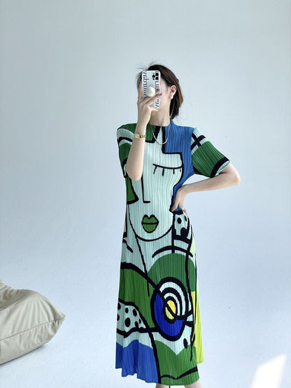 Funny Red Lips Graffiti Print T-Shirt Dress