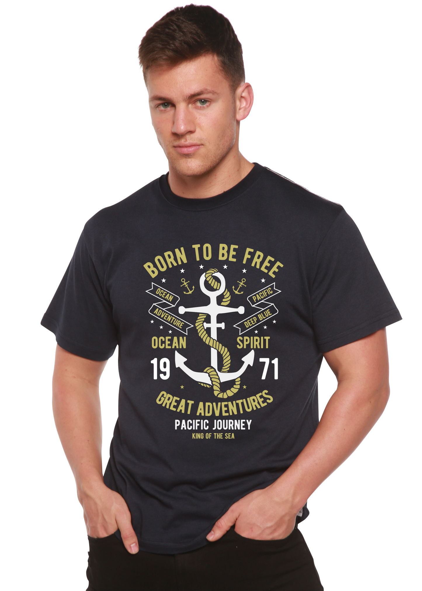 Born To Be Free Men's Bamboo Viscose/Organic Cotton Short Sleeve Graphic T-Shirt