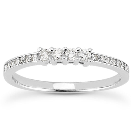 Alliance en or blanc 14 carats avec diamants sertis pavé et diamants sertis à griffes