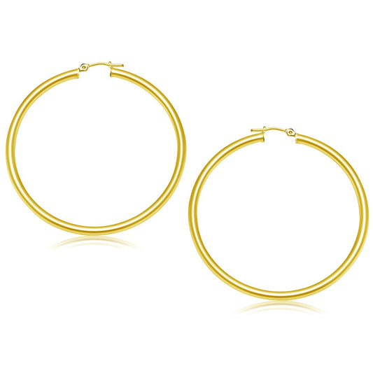 Boucles d'oreilles créoles polies en or jaune 14 carats (50 mm)