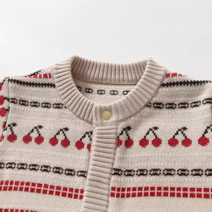 Knitted Jacquard Double-Layer Thickened Baby Romper For FallWinter