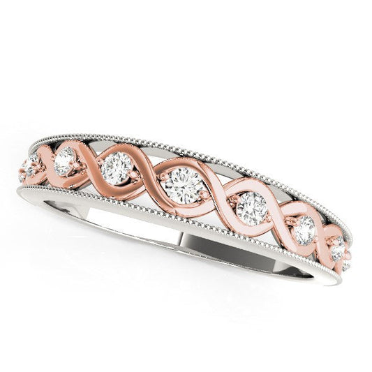 Alliance de mariage infini en or blanc et rose 14 carats et diamant (1/8 ct. tw.)