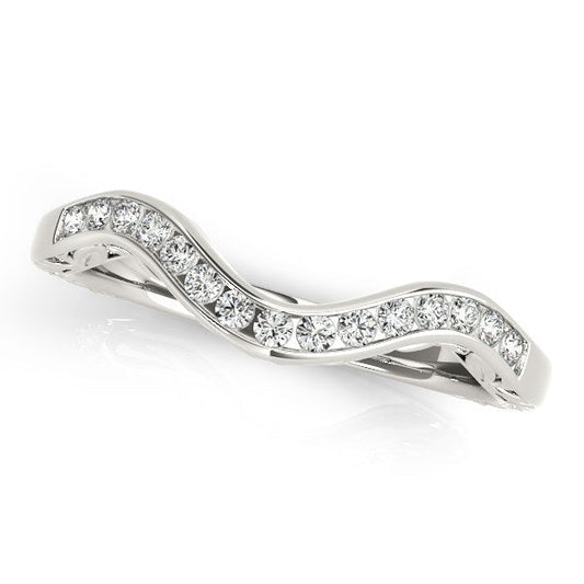 Bague de mariage incurvée en or blanc 14 carats et diamants (0,10 carat au total)