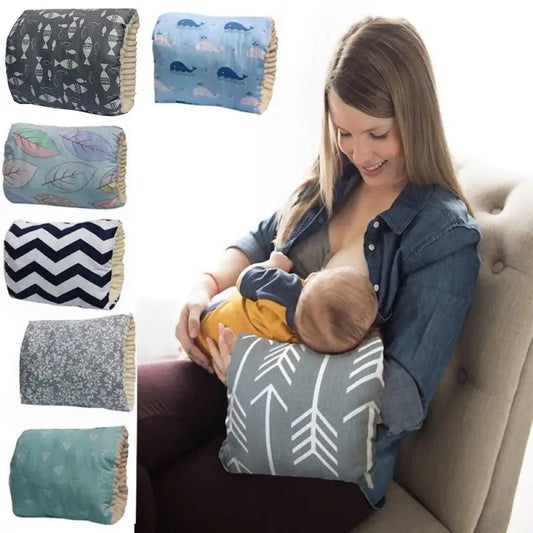 Almohada de brazo ajustable de algodón para lactancia de bebé, almohada de lactancia lavable para bebés, cojín de brazo para lactancia