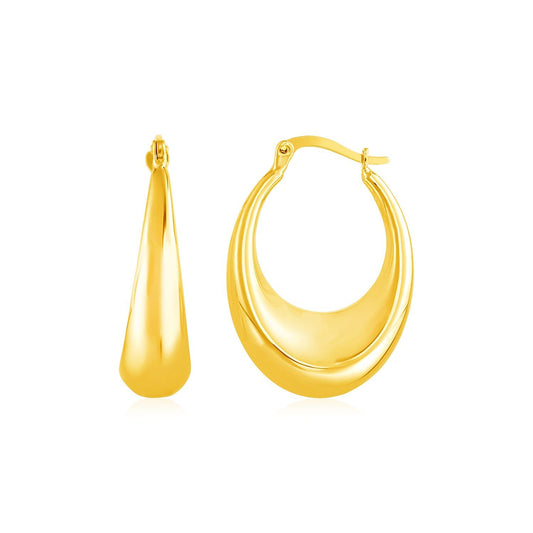 Boucles d'oreilles créoles gonflées polies en or jaune 14 carats