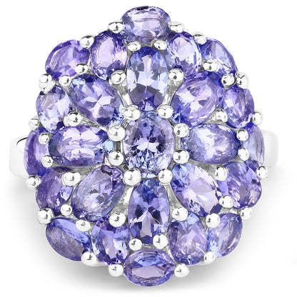 7.08 Carat Genuine Tanzanite .925 Sterling Silver Ring