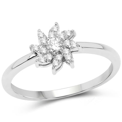 0.18 Carat Genuine White Diamond 14K White Gold Ring (E-F-G Color, SI Clarity)