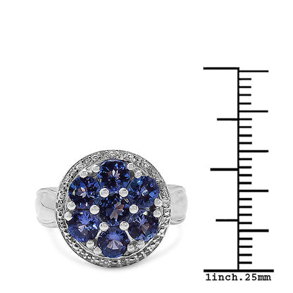 1.61 Carat Genuine Tanzanite .925 Sterling Silver Ring