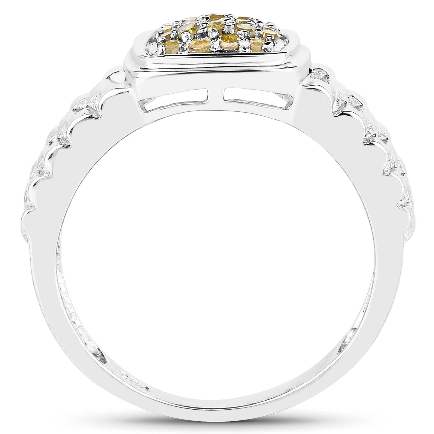 0.25 Carat Genuine Yellow Diamond .925 Sterling Silver Ring