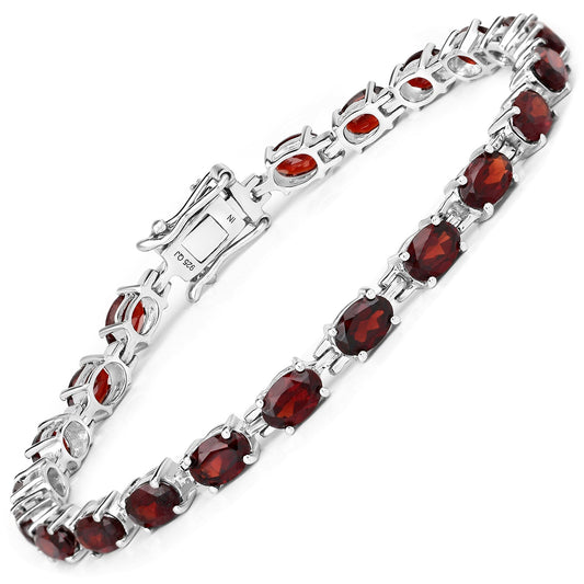Bracelet en argent sterling .925 avec grenat véritable de 11,22 carats